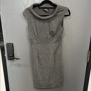 Alyn Paige Gray Sheath Dress Sleeveless Cowl Neck